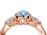 Rose gold Three-Stone Fancy Blue Pear Cut Diamond Ring with Pear  Side Stones in Four-Prong Setting_16