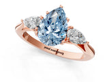 Rose gold Three-Stone Fancy Blue Pear Cut Diamond Ring with Pear  Side Stones in Four-Prong Setting_49