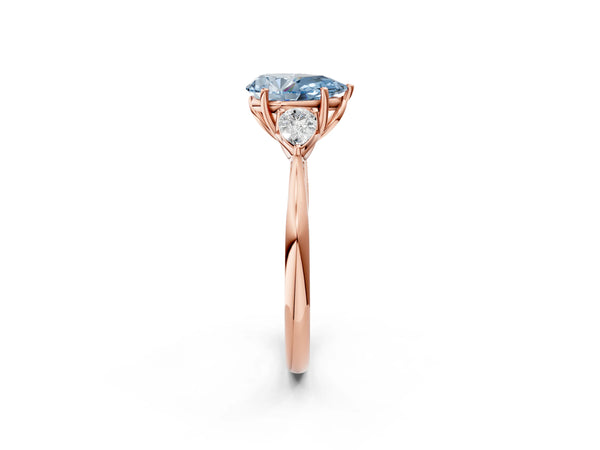 Rose gold Three-Stone Fancy Blue Pear Cut Diamond Ring with Pear  Side Stones in Four-Prong Setting