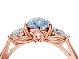 Rose gold Three-Stone Fancy Blue Pear Cut Diamond Ring with Pear  Side Stones in Four-Prong Setting_52