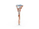 Rose gold Three-Stone Fancy Blue Pear Cut Diamond Ring with Round  Pavé Band and Prong Setting_26