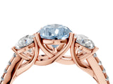 Rose gold Three-Stone Fancy Blue Pear Cut Diamond Ring with Round  Pavé Band and Prong Setting_28