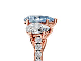 Rose gold Three-Stone Fancy Blue Pear Cut Diamond Ring with Round  Pavé Band and Prong Setting_29