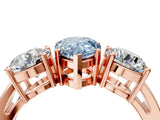 Rose gold Three-Stone Fancy Blue Pear Cut Diamond Ring with Round Side Stones, Classic Band, and Four-Prong Setting_4