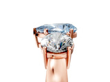 Rose gold Three-Stone Fancy Blue Pear Cut Diamond Ring with Round Side Stones, Classic Band, and Four-Prong Setting_5