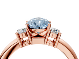 Rose gold Three-Stone Fancy Blue Pear  Cut Diamond Solitaire with Prong Setting and Classic Band_46