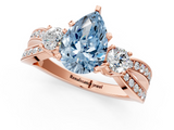 Rose gold Three-Stone Fancy Blue Pear  Cut Diamond Twist Band with Prong Setting_52