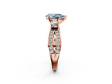 Rose gold Three-Stone Fancy Blue Pear  Cut Diamond Twist Band with Prong Setting_53