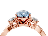 Rose gold Three-Stone Fancy Blue Pear  Cut Diamond Twist Band with Prong Setting_55