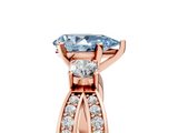 Rose gold Three-Stone Fancy Blue Pear  Cut Diamond Twist Band with Prong Setting_56