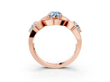 Rose gold Three-Stone Fancy Blue Pear Cut Diamond Wave Pave Band with Prong Setting_3
