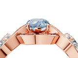 Rose gold Three-Stone Fancy Blue Pear Cut Diamond Wave Pave Band with Prong Setting_4