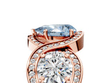 Rose gold Three-Stone Fancy Blue Pear Cut Diamond Wave Pave Band with Prong Setting_5