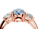 Rose gold Three-Stone Fancy Blue Pear  Cut Solitaire Ring with Prong Setting_7