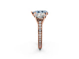 Rose gold Three-Stone Fancy Blue Pear  Diamond Milgrain Pave Band with Prong Setting 2