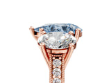 Rose gold Three-Stone Fancy Blue Pear  Diamond Milgrain Pave Band with Prong Setting 5