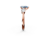 Rose gold Three-Stone Fancy Blue Pear  Diamond Ring with Pear Side Stones in Four-Prong Setting_47