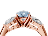 Rose gold Three-Stone Fancy Blue Pear  Diamond Ring with Pear Side Stones in Four-Prong Setting_49