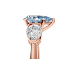 Rose gold Three-Stone Fancy Blue Pear  Diamond Ring with Pear Side Stones in Four-Prong Setting_50