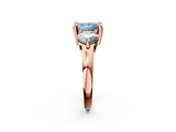 Rose gold Three-Stone Fancy Blue Princess  Brilliant Cut Solitaire Ring with Prong Setting on a Classic Band 2