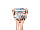 Rose gold Three-Stone Fancy Blue Princess  Brilliant Cut Solitaire Ring with Prong Setting on a Classic Band 5