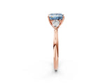 Rose gold Three-Stone Fancy Blue Princess Cut Brilliant Diamond Solitaire Ring with Tapered Band and Four-Prong Setting_5