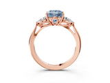 Rose gold Three-Stone Fancy Blue Princess Cut Brilliant Diamond Solitaire Ring with Tapered Band and Four-Prong Setting_6