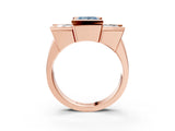 Rose gold Three Stone Fancy Blue Princess Cut Cut Channel Set Diamond Ring_3