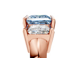 Rose gold Three Stone Fancy Blue Princess Cut Cut Channel Set Diamond Ring_5