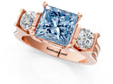 Rose gold Three-Stone Fancy Blue Princess Cut Cut Classic Band Prong Setting Ring_1