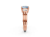 Rose gold Three-Stone Fancy Blue Princess Cut Cut Classic Band Prong Setting Ring_2