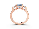 Rose gold Three-Stone Fancy Blue Princess Cut Cut Classic Band Prong Setting Ring_3