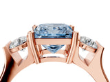 Rose gold Three-Stone Fancy Blue Princess Cut Cut Classic Band Prong Setting Ring_4