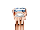 Rose gold Three-Stone Fancy Blue Princess Cut Cut Classic Band Prong Setting Ring_5