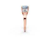 Rose gold Three-Stone Fancy Blue Princess Cut Cut Diamond Engagement Ring with Flat Band and Four-Prong Setting_14