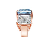 Rose gold Three-Stone Fancy Blue Princess Cut Cut Diamond Engagement Ring with Flat Band and Four-Prong Setting_17