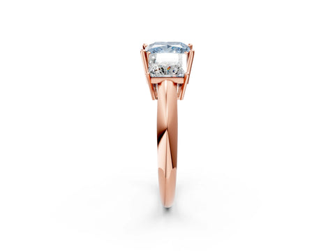Rose gold Three-Stone Fancy Blue Princess Cut Cut Diamond Engagement Ring with Prong Setting on a White Gold Band_26