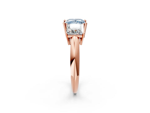 Rose gold Three-Stone Fancy Blue Princess Cut Cut Diamond Engagement Ring with Prong Setting on a White Gold Band_2