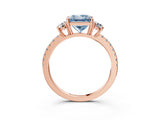 Rose gold Three-Stone Fancy Blue Princess Cut Cut Diamond Pavé Band with Prong Setting_18