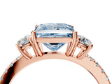 Rose gold Three-Stone Fancy Blue Princess Cut Cut Diamond Pavé Band with Prong Setting_19