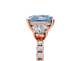 Rose gold Three-Stone Fancy Blue Princess Cut Cut Diamond Pavé Band with Prong Setting_20