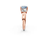Rose gold Three-Stone Fancy Blue Princess Cut Cut Diamond Ring with Channel Set Band and Four-Prong Setting_2