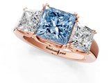 Rose gold Three-Stone Fancy Blue Princess Cut Cut Diamond Ring with Channel Set Band and Four-Prong Setting_25