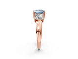 Rose gold Three-Stone Fancy Blue Princess Cut Cut Diamond Ring with Channel Set Band and Four-Prong Setting_26