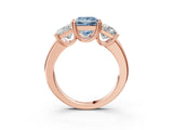 Rose gold Three-Stone Fancy Blue Princess Cut Cut Diamond Ring with Channel Set Band and Four-Prong Setting_27