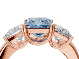 Rose gold Three-Stone Fancy Blue Princess Cut Cut Diamond Ring with Channel Set Band and Four-Prong Setting_28