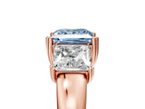 Rose gold Three-Stone Fancy Blue Princess Cut Cut Diamond Ring with Channel Set Band and Four-Prong Setting_29