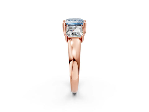 Rose gold Three-Stone Fancy Blue Princess Cut Cut Diamond Ring with Channel Set Band and Four-Prong Setting_2