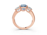 Rose gold Three-Stone Fancy Blue Princess Cut Cut Diamond Ring with Channel Set Band and Four-Prong Setting_3