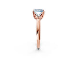 Rose gold Three-Stone Fancy Blue Princess Cut Cut Diamond Ring with Trillion Side Stones and Four-Prong Setting_5